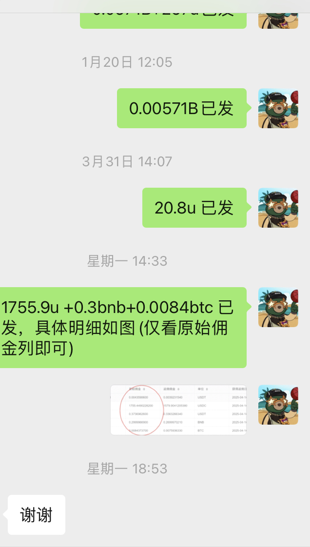 大額返佣記錄展示
